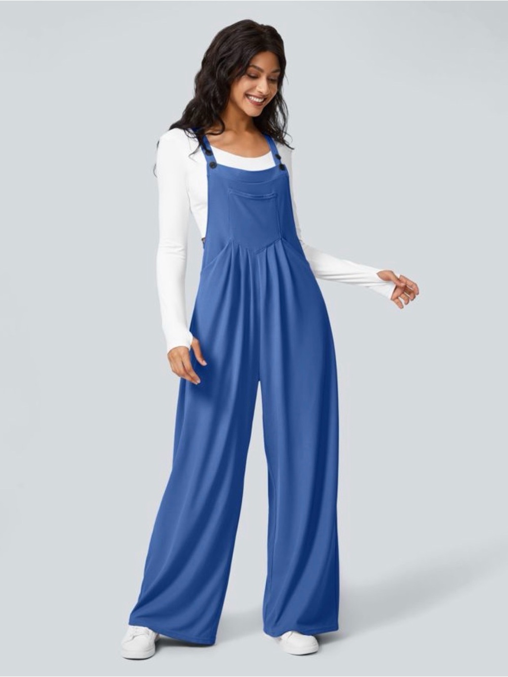 Halara Deep Sapphire Blue Wide Leg Jumpsuit Size L NWT - Picture 2 of 9